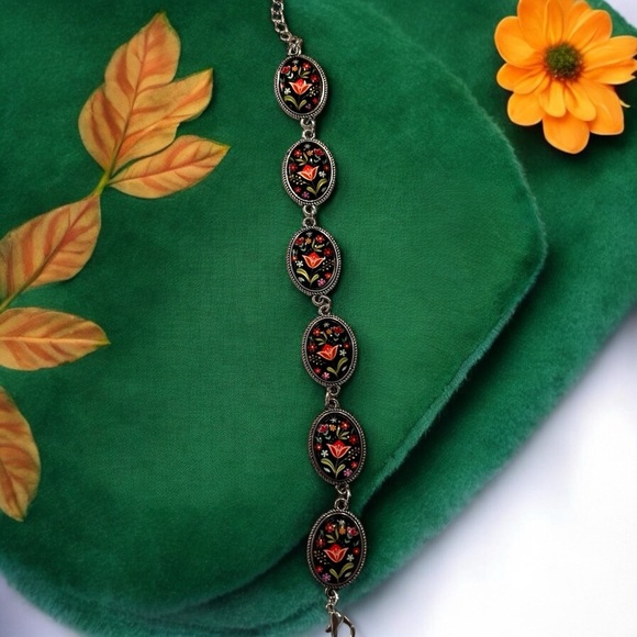 Gorgeous floral clear cabochon dome bracelet Stainless Steel Adjustable 7”-8” - Picture 13 of 15